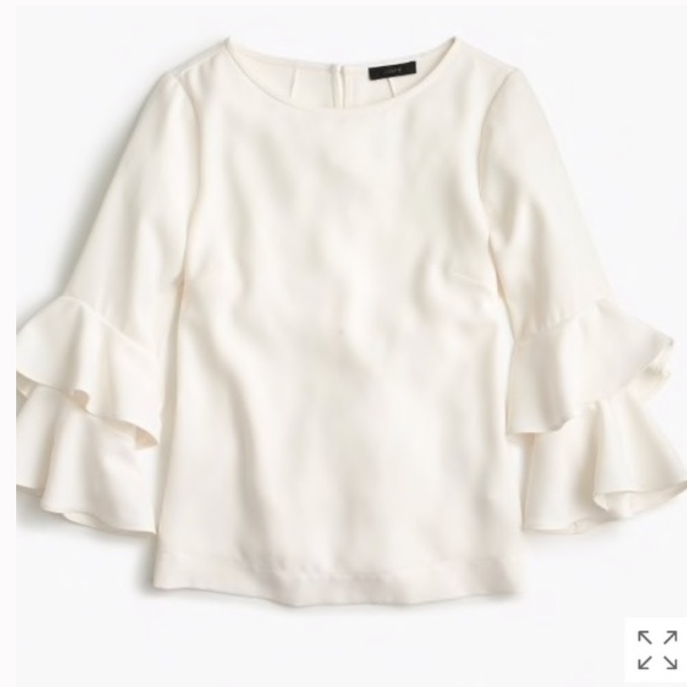 J. Crew Tiered Bell Sleeve Top in Drapery Crepe